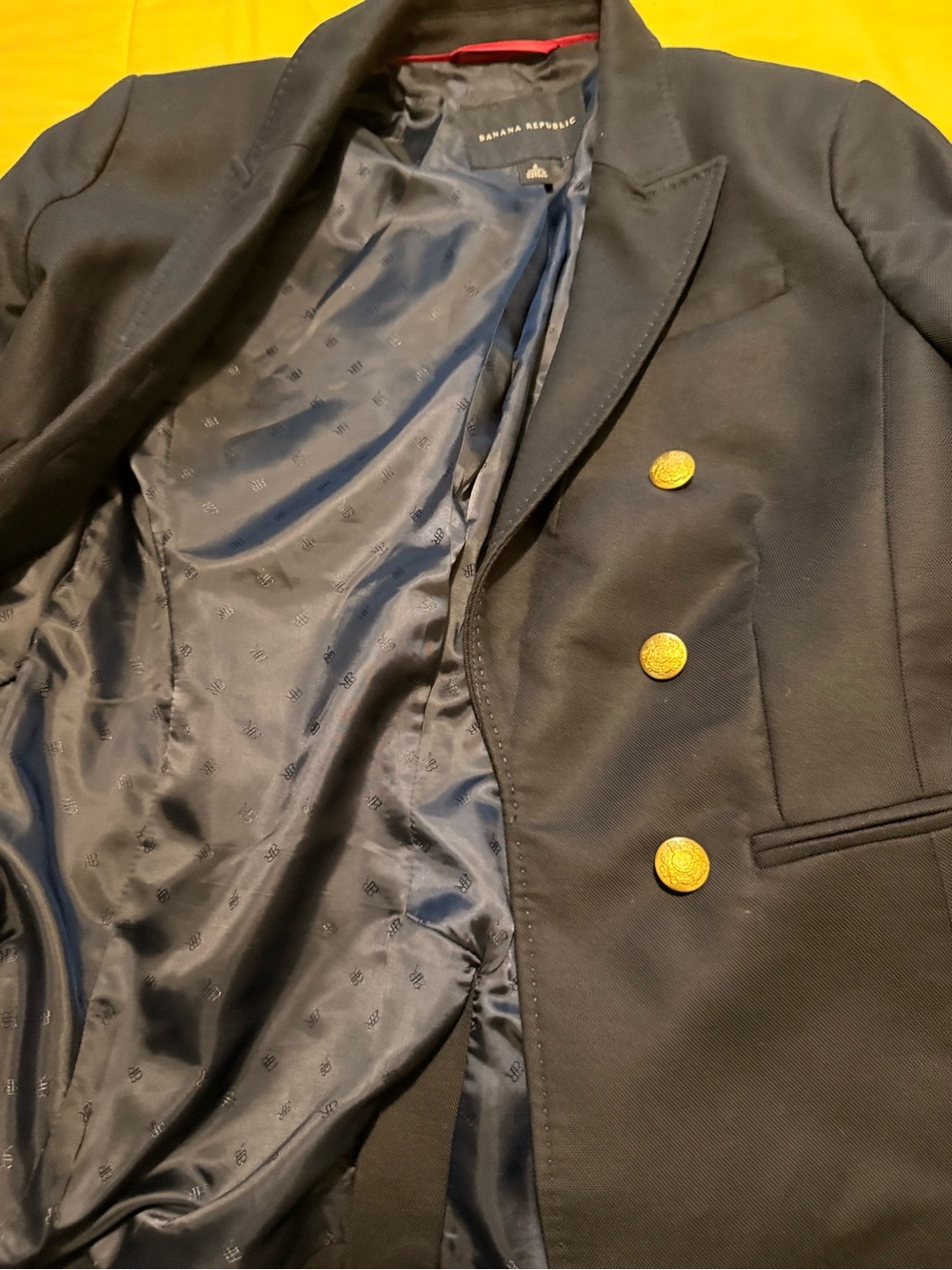 Banana Republic Navy Blazer with Gold Buttons and Satin Lining
